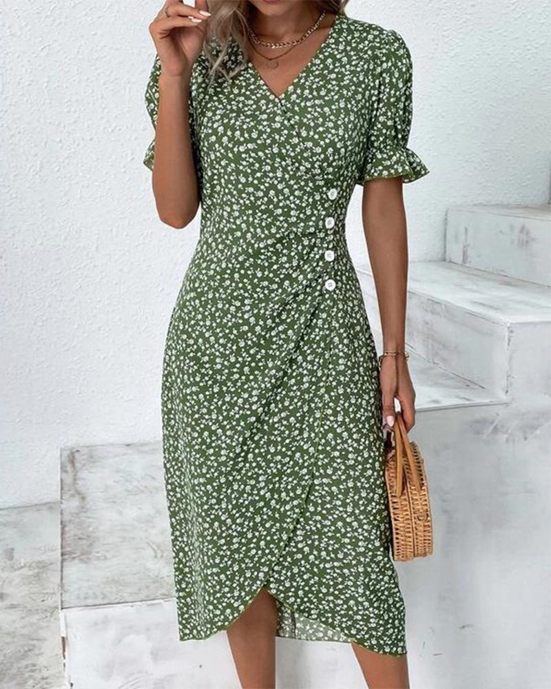 Women's Floral Print Chiffon Dress – Light Summer Occasion Wear – view 3