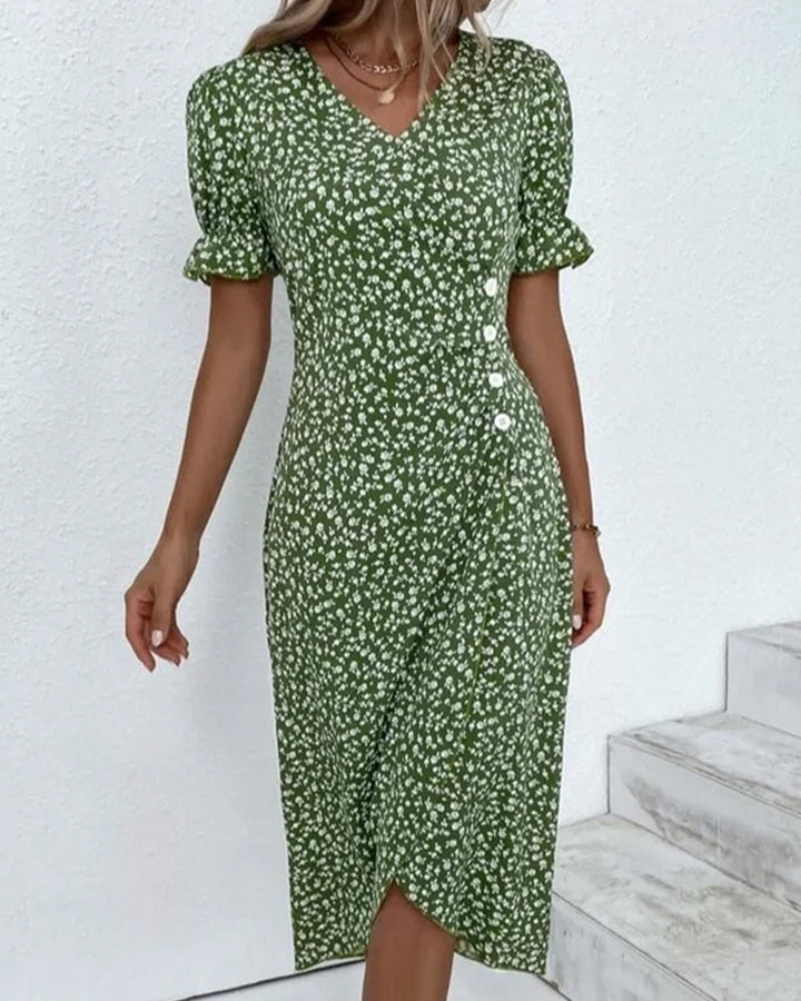 Women's Floral Print Chiffon Dress – Light Summer Occasion Wear – view 12
