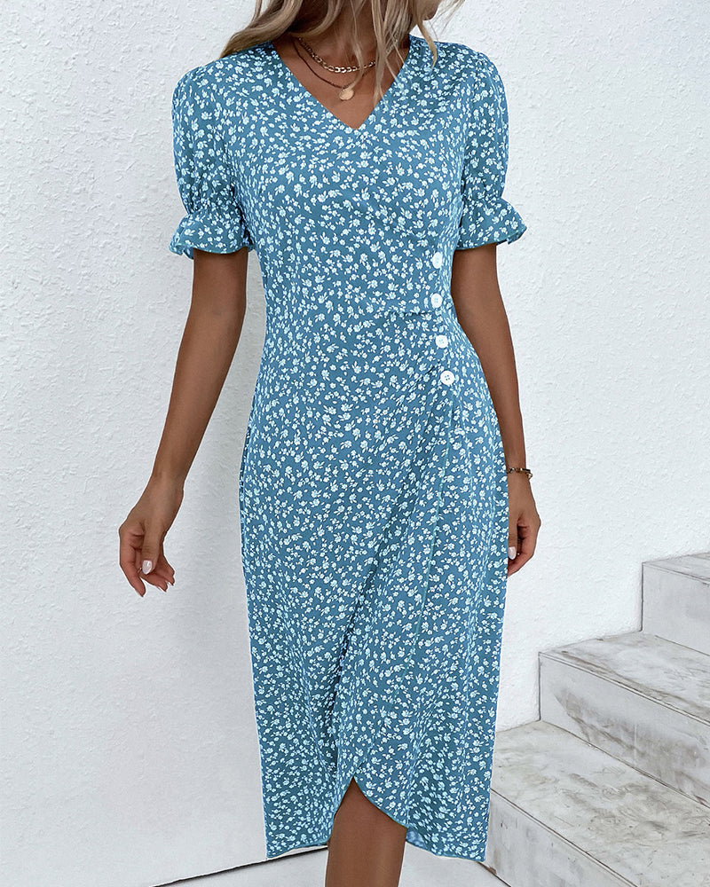 Women's Floral Print Chiffon Dress – Light Summer Occasion Wear – view 9