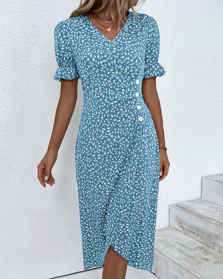 Women's Floral Print Chiffon Dress – Light Summer Occasion Wear – view 9