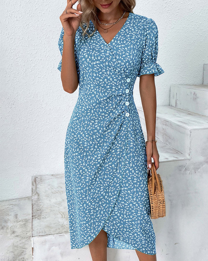 Women's Floral Print Chiffon Dress – Light Summer Occasion Wear – view 2