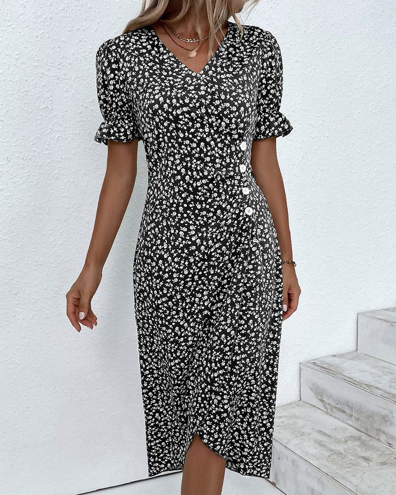 Women's Floral Print Chiffon Dress – Light Summer Occasion Wear – view 7
