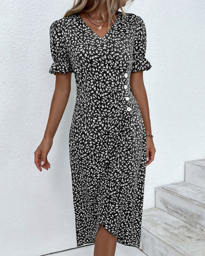 Women's Floral Print Chiffon Dress – Light Summer Occasion Wear – view 7