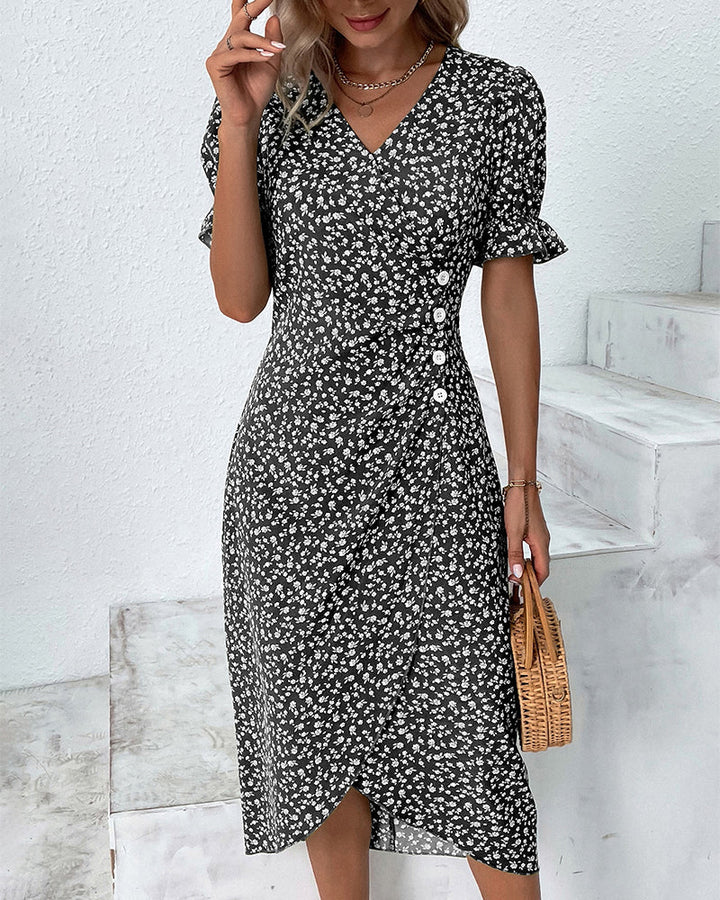 Women's Floral Print Chiffon Dress – Light Summer Occasion Wear