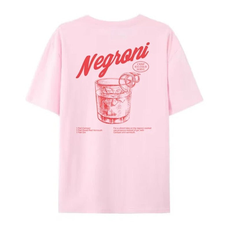 Women's Negroni Nights Vintage Graphic Tee – Soft Cotton – Pink