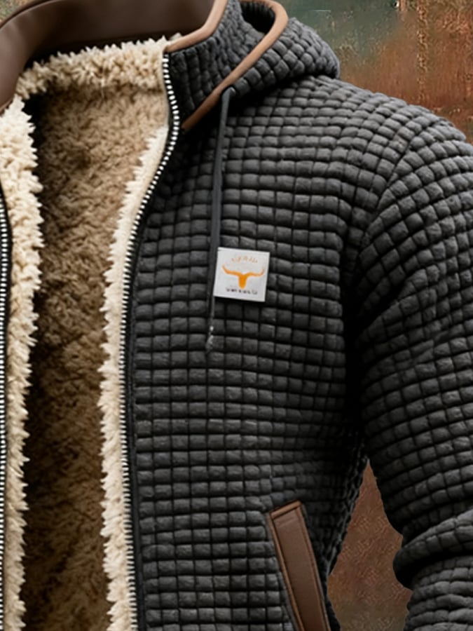 Men's Sherpa-Lined Bomber Jacket – Fleece Warmth – Leather Trim – view 7