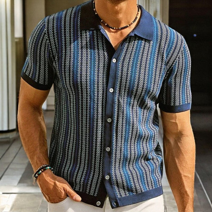 Men's Organic Cotton Knitted Shirt – Textured Button-Through – view 4