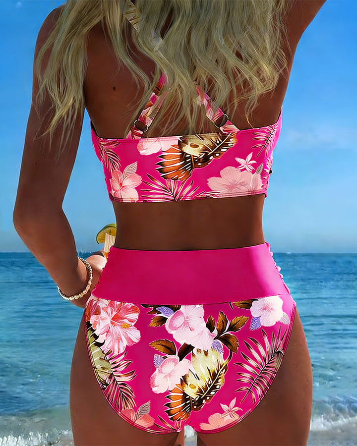 Women's Floral Print Bikini Set - Delicate Feminine Charm