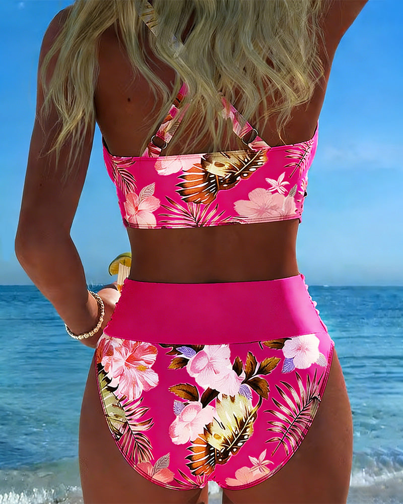 Women's Floral Wrap Bikini Set - Soft Feminine Charm