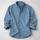 Men's Cotton Casual Shirt – Vintage-Washed Long-Sleeve Everyday Shirt