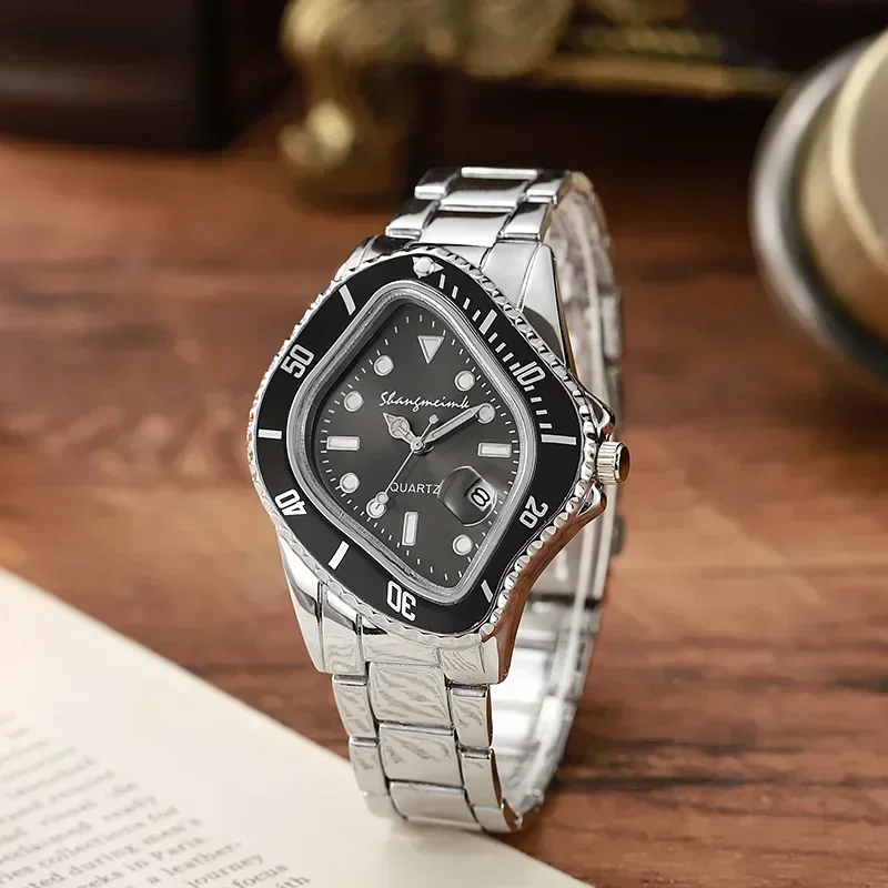 Men's Stainless Steel Quartz Watch – Sculpted Warped Dial – view 2