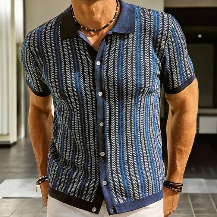 Men's Organic Cotton Knitted Shirt – Textured Button-Through – view 5