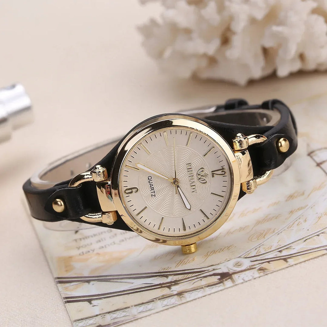 Women's Gold-Tone Watch – Vegan Leather Strap Dress Timepiece – view 7