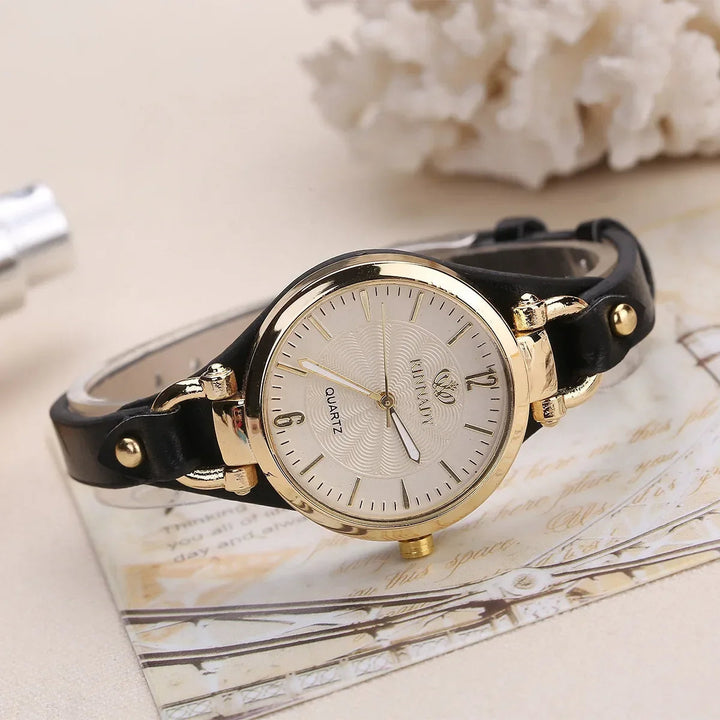 Women's Gold-Tone Watch – Vegan Leather Strap Dress Timepiece – view 7