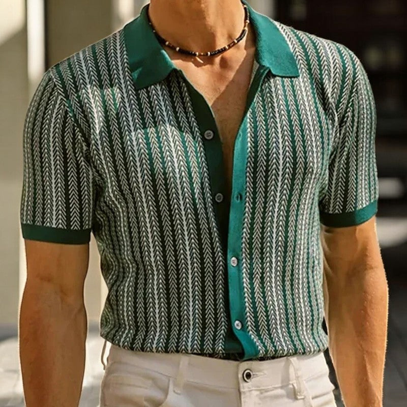 Men's Organic Cotton Knitted Shirt – Textured Button-Through – view 7