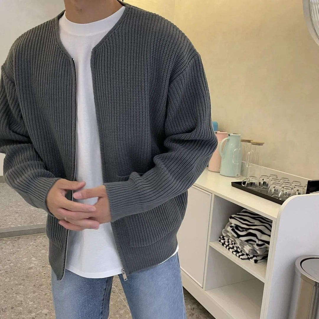 Men's Textured Knit Cardigan – Classic Smart Casual Layering – view 9