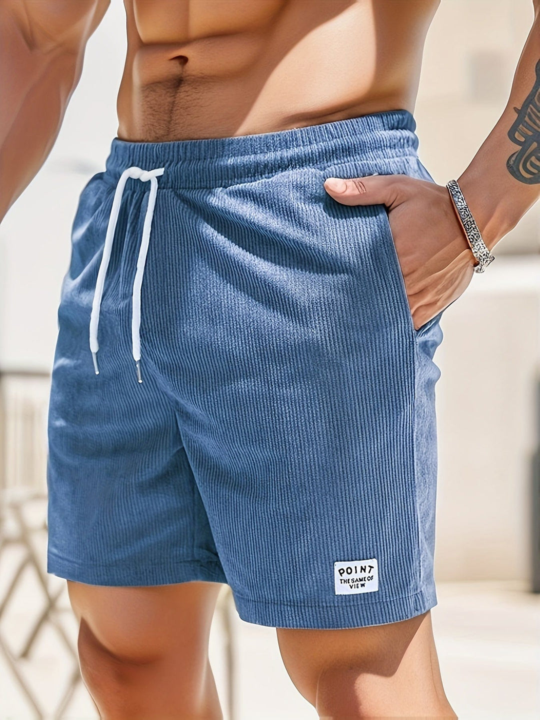 Men's Lightweight Casual Shorts – Breathable Drawstring Comfort – Blue