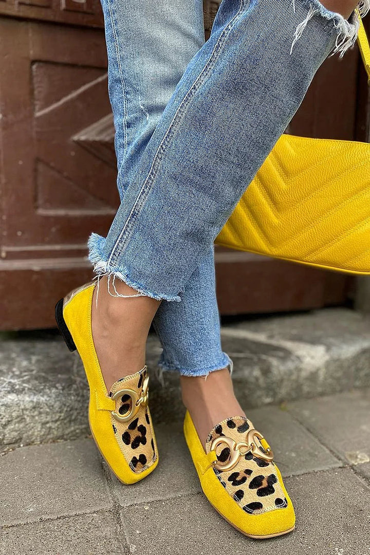Women's Yellow Animal Print Loafer - Vibrant Everyday Style