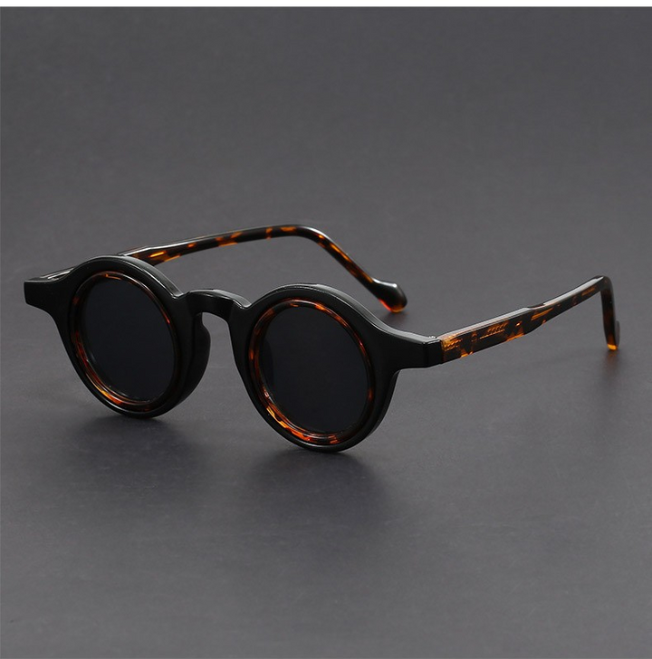 Men's Round Acetate Sunglasses – Retro Frames with UV Protection – Black Tortoise