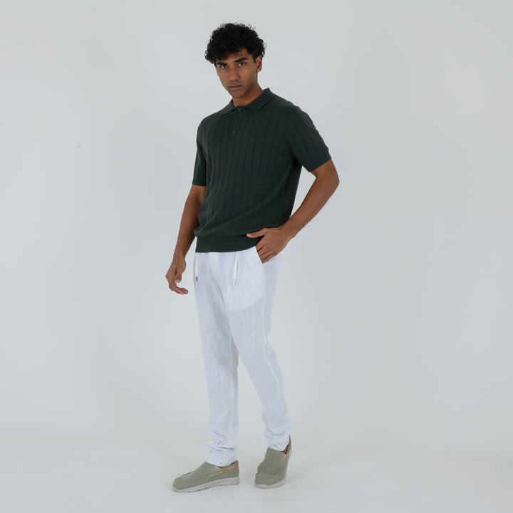 Men's Cotton Crepe Knit Polo Shirt – Revere Collar Summer Knit – view 5