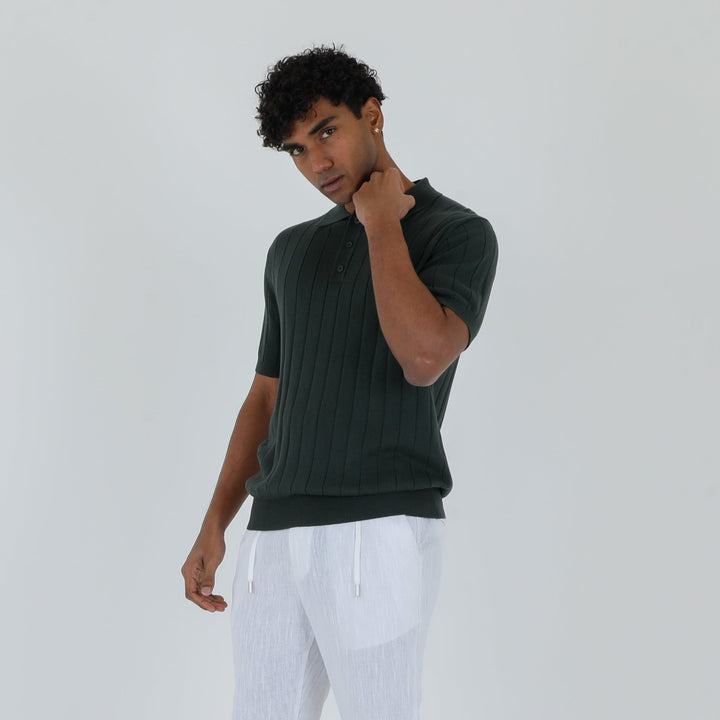 Men's Cotton Crepe Knit Polo Shirt – Revere Collar Summer Knit – view 7