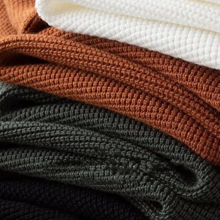 Men's Waffle Knit Half-Zip Polo – Textured Long Sleeve Jumper – view 9