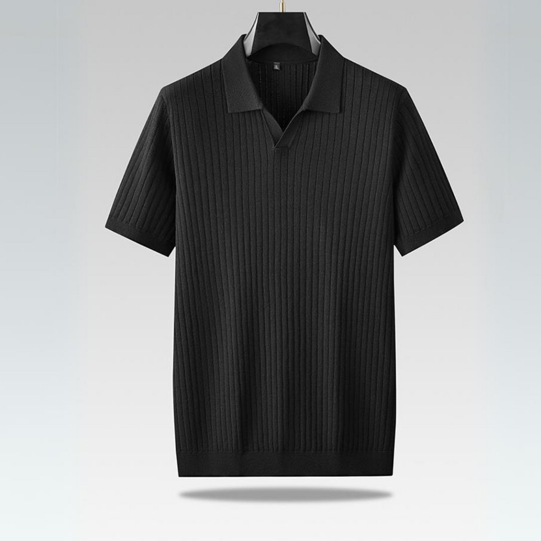 Men's Knitted Polo Shirt – Breathable Ribbed Summer Knit – view 7