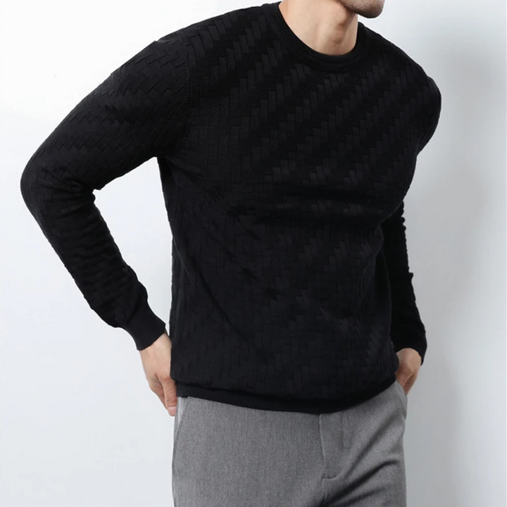 Men's Textured Knit Crew Neck Jumper – Mid-Weight Layering – view 9