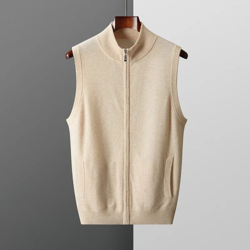 Men's Cashmere Gilet – Lightweight Zip Body Warmer Vest – view 7