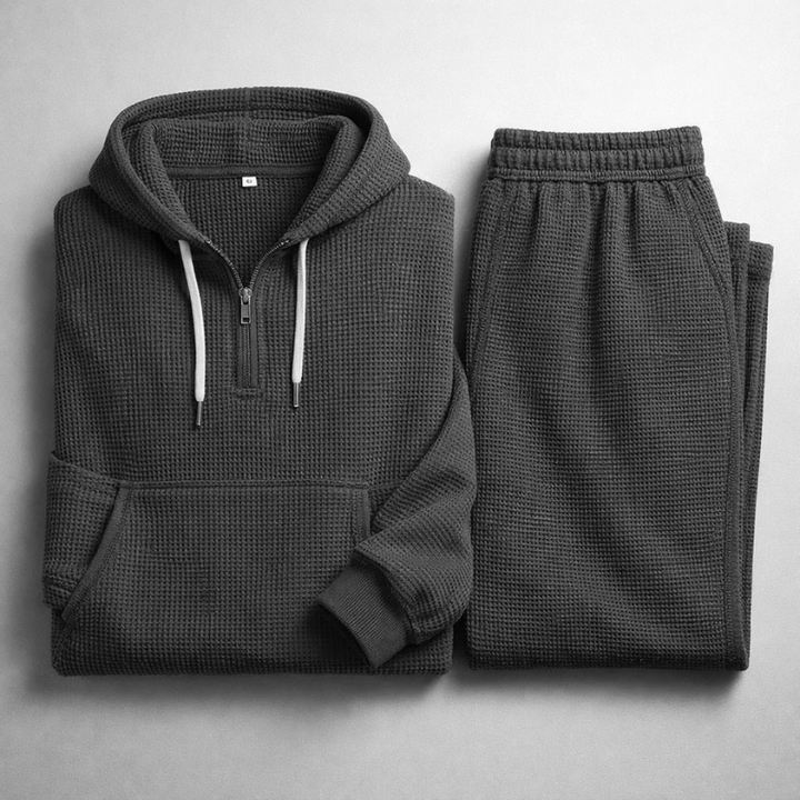 Men's Waffle-Knit Set – Quarter-Zip Hoodie & Joggers – view 12