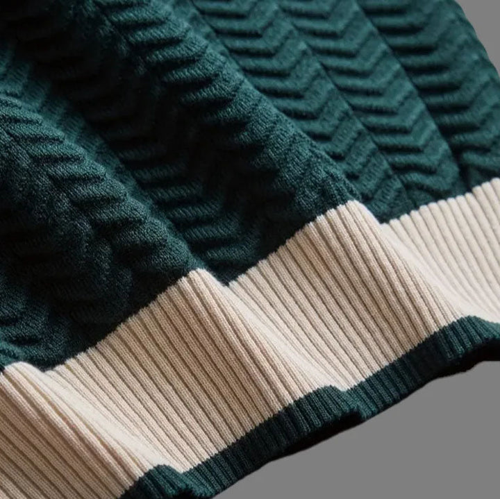 Men's Chevron Knit Tee – Textured Jacquard Smart Casual Top – view 8