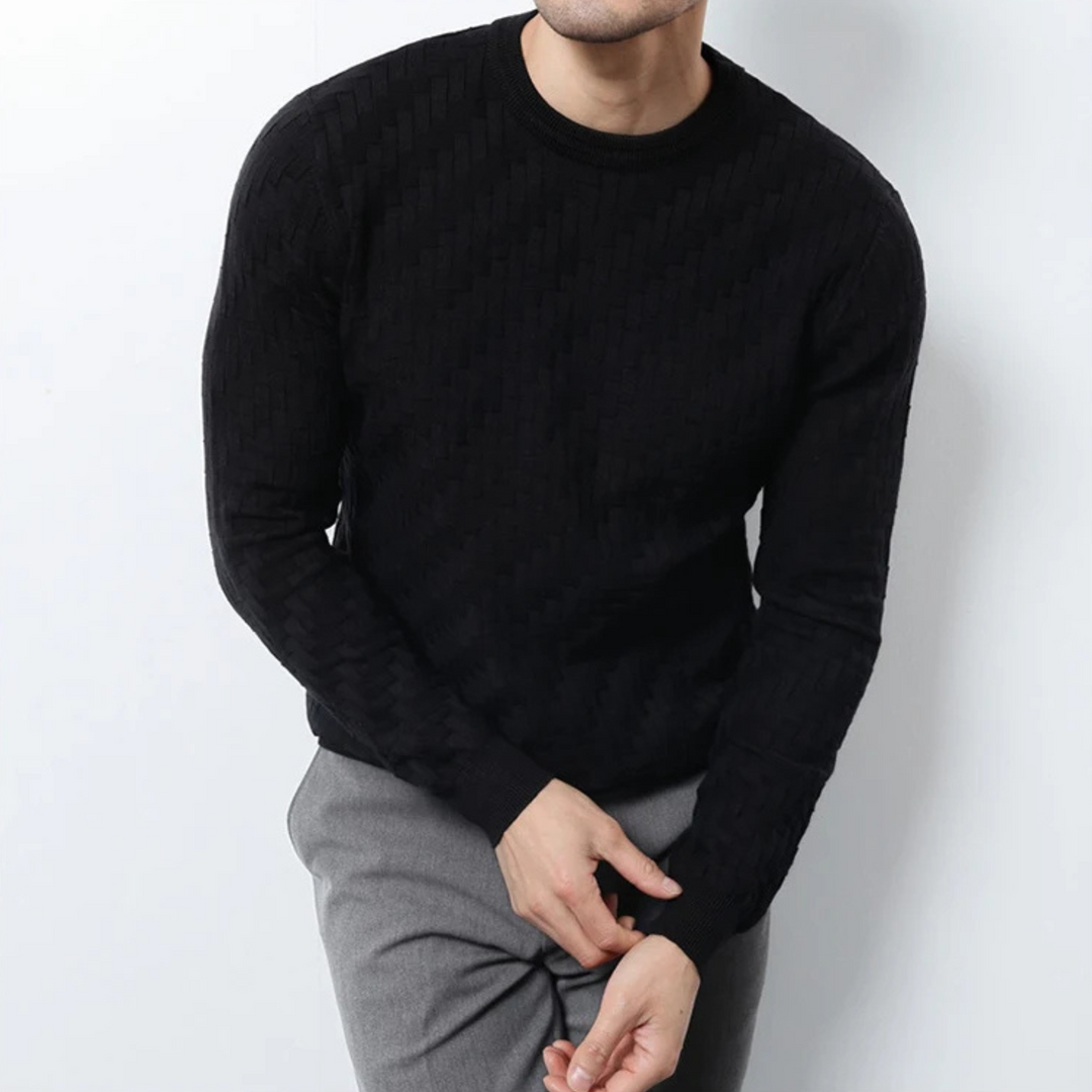 Men's Textured Knit Crew Neck Jumper – Mid-Weight Layering – view 8