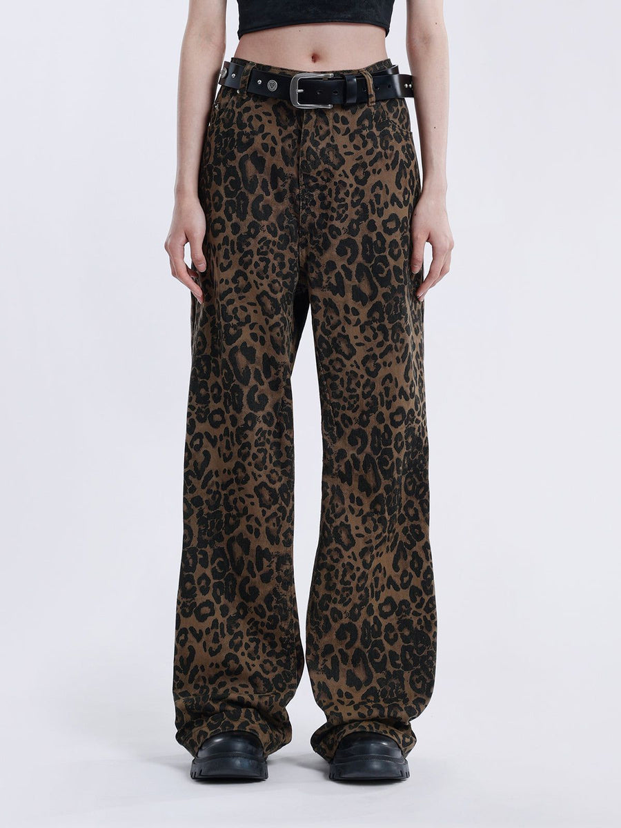 Women's Leopard Print Baggy Jeans – Relaxed Wide-Leg Denim – view 8