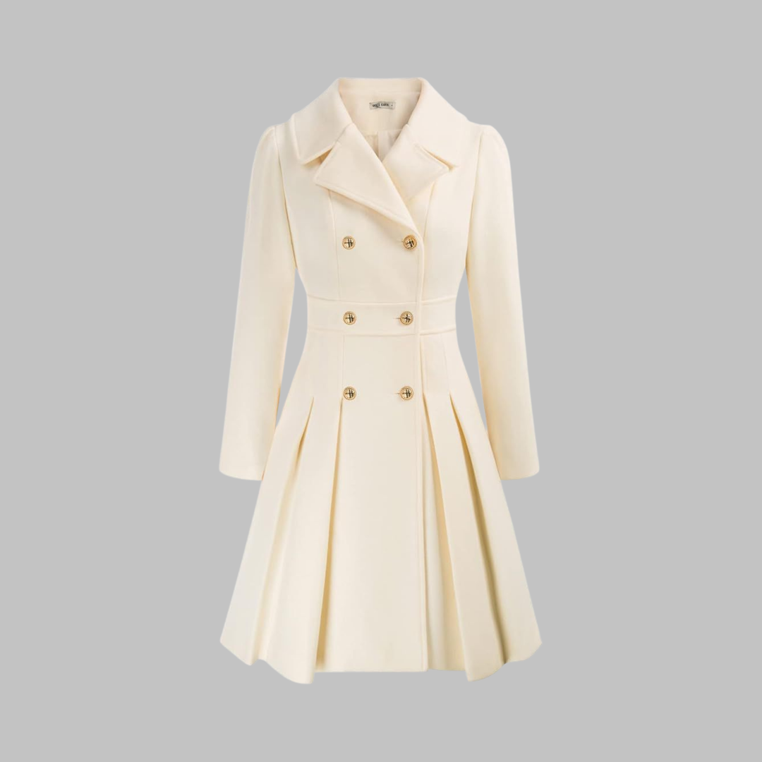 Women's Double Button Long Sleeve Coat - Elegant & Timeless