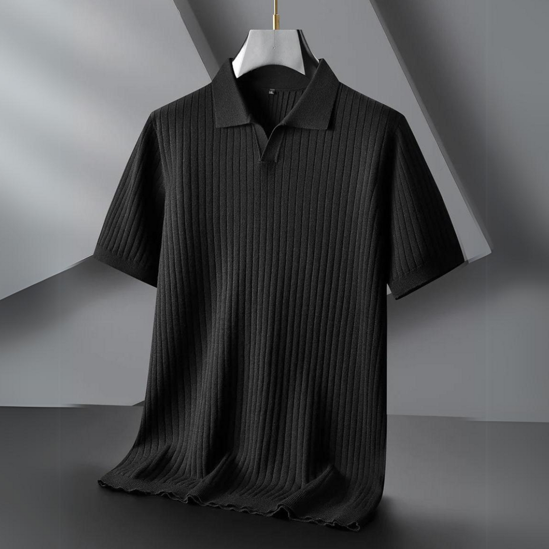Men's Knitted Polo Shirt – Breathable Ribbed Summer Knit – view 9