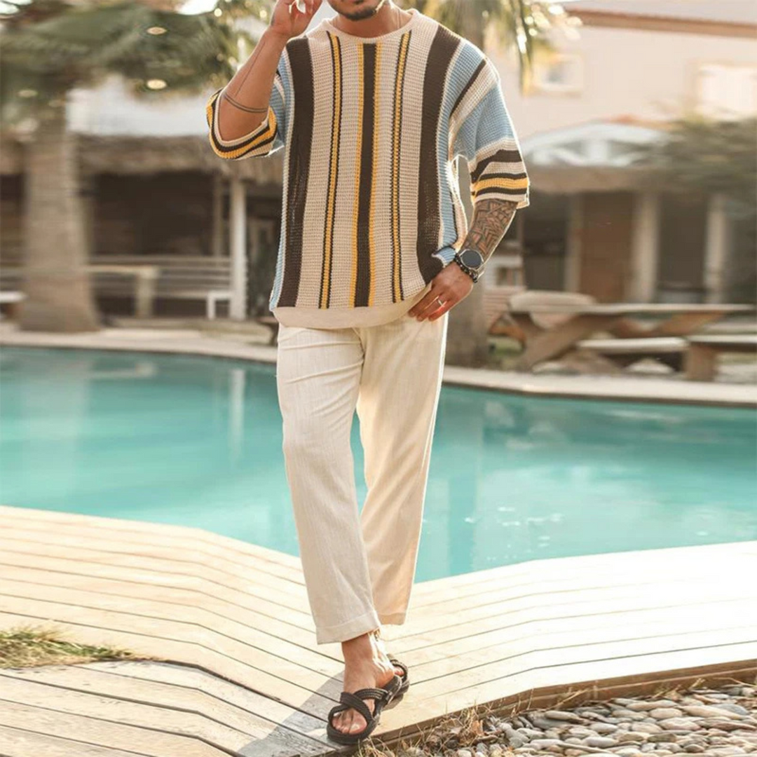 Men's Riviera Striped Open-Knit Top – Relaxed Resort Style – view 5