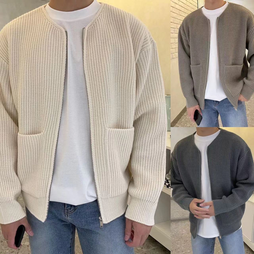 Men's Textured Knit Cardigan – Classic Smart Casual Layering – view 5
