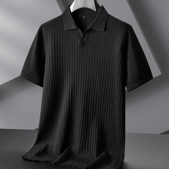 Men's Knitted Polo Shirt – Breathable Ribbed Summer Knit – view 8
