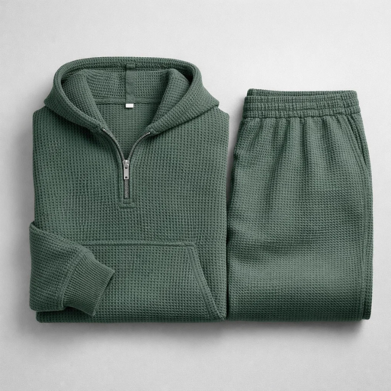Men's Waffle-Knit Set – Quarter-Zip Hoodie & Joggers – view 6