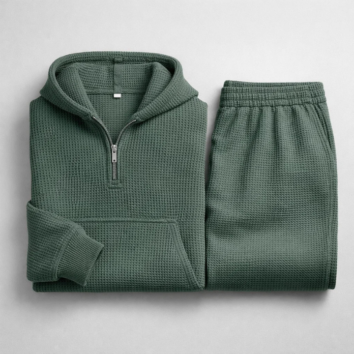 Men's Waffle-Knit Set – Quarter-Zip Hoodie & Joggers – view 6