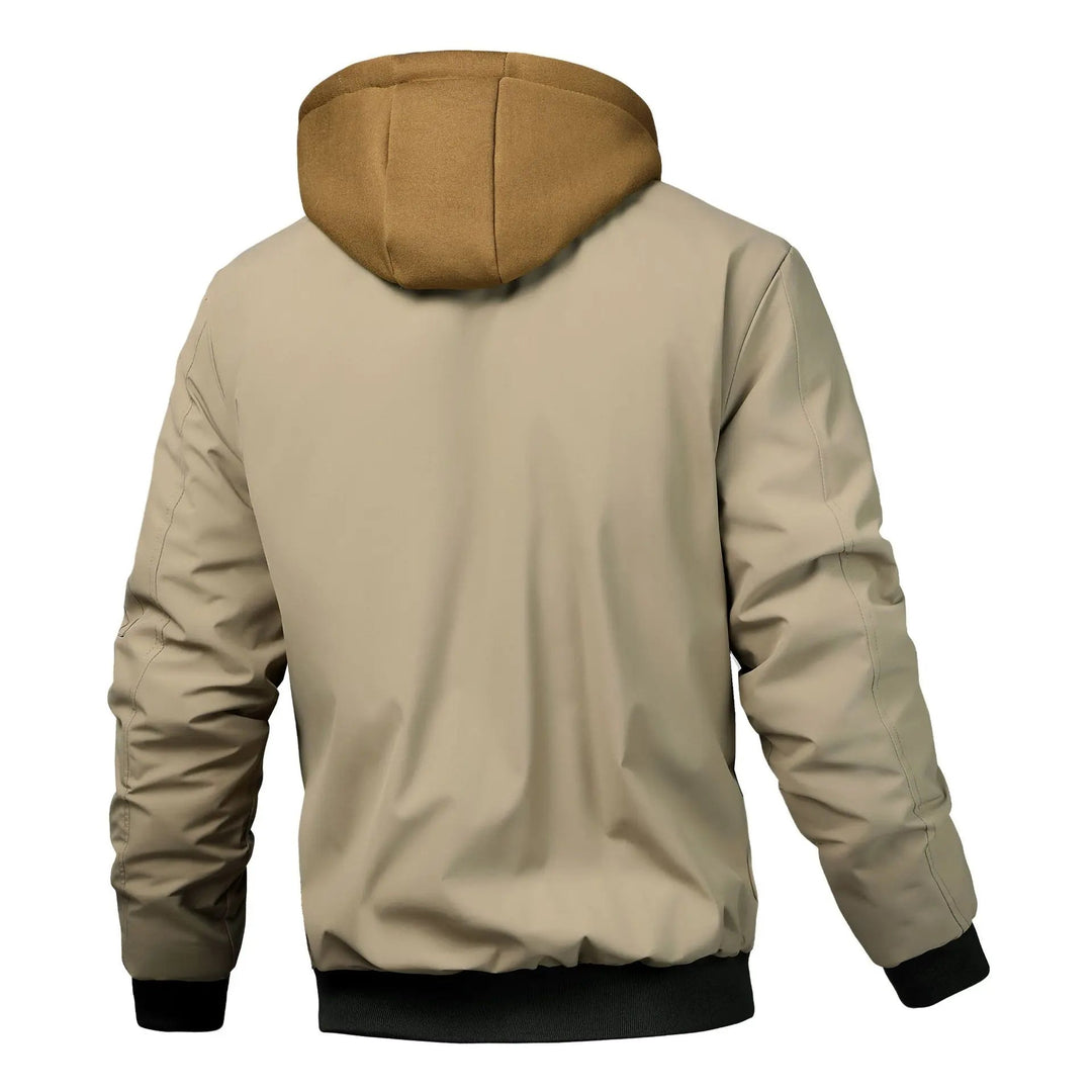 Men's Quilted Cotton Bomber Hooded Jacket – Insulated Layering – view 6