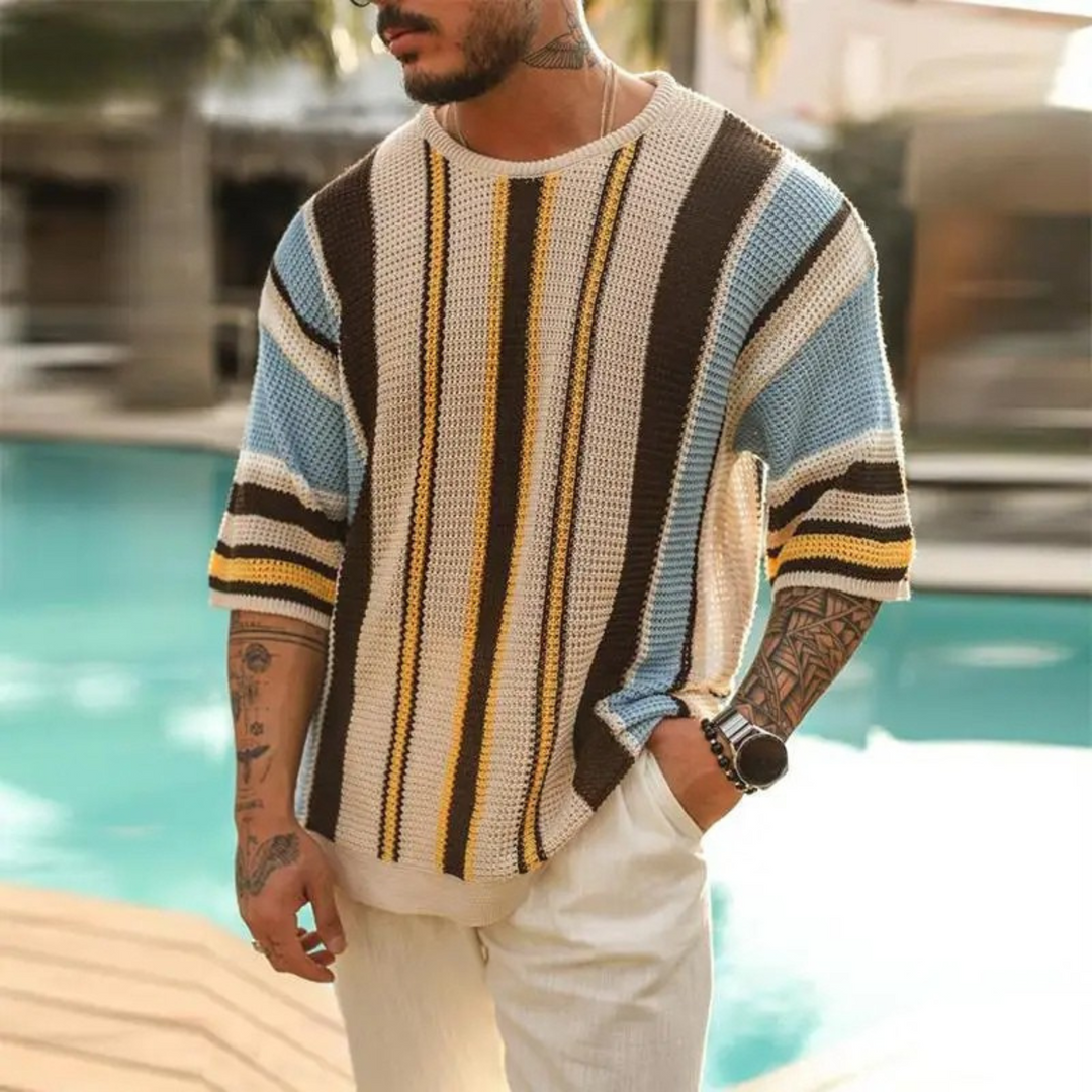Men's Riviera Striped Open-Knit Top – Relaxed Resort Style – view 3