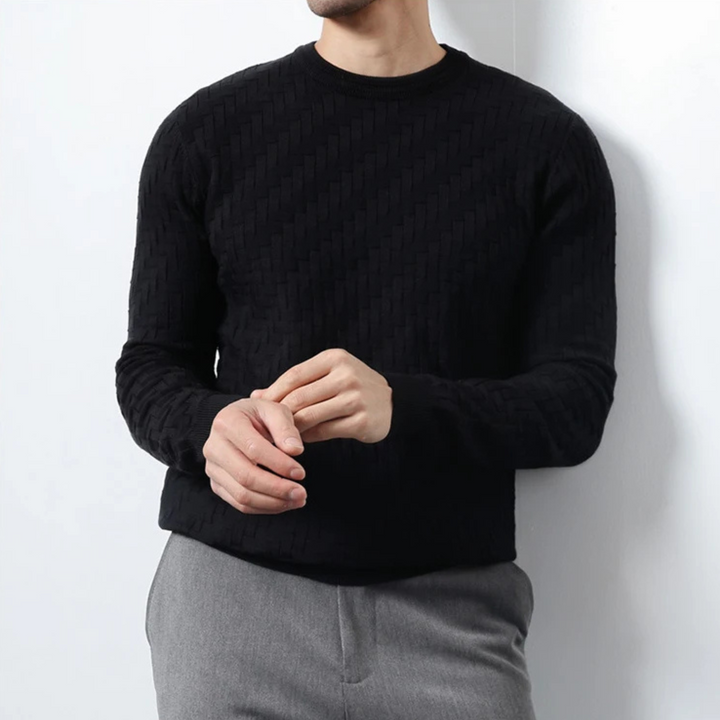 Men's Textured Knit Crew Neck Jumper – Mid-Weight Layering – view 7