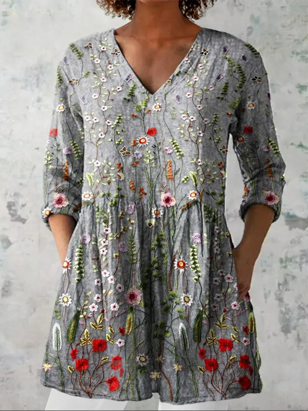 Women's Heritage Floral V-Neck Shirt - Relaxed Fit, Versatile Styling