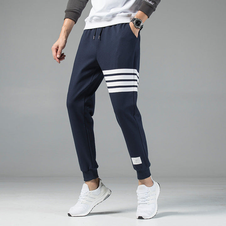 Men's Cotton Blend Joggers – Sienna Striped Track Trousers – view 4