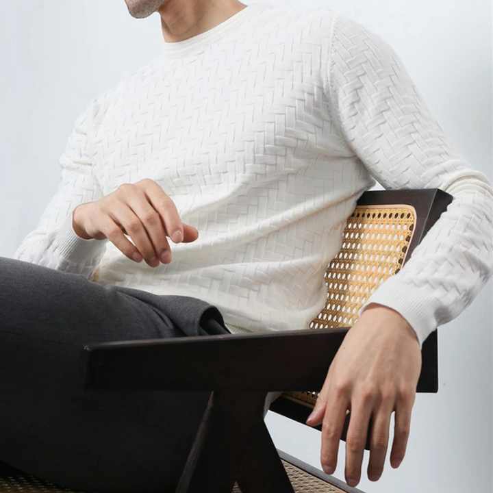 Men's Textured Knit Crew Neck Jumper – Mid-Weight Layering – view 5
