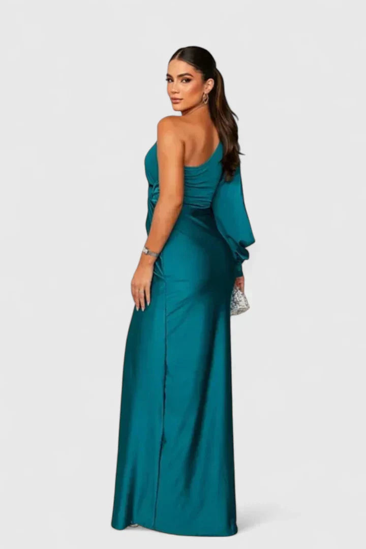 Women's One-Shoulder Maxi Dress - Elegant Party Styling