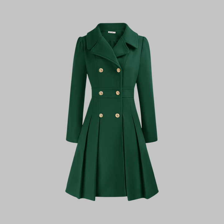 Women's Double Button Long Sleeve Coat - Elegant & Timeless