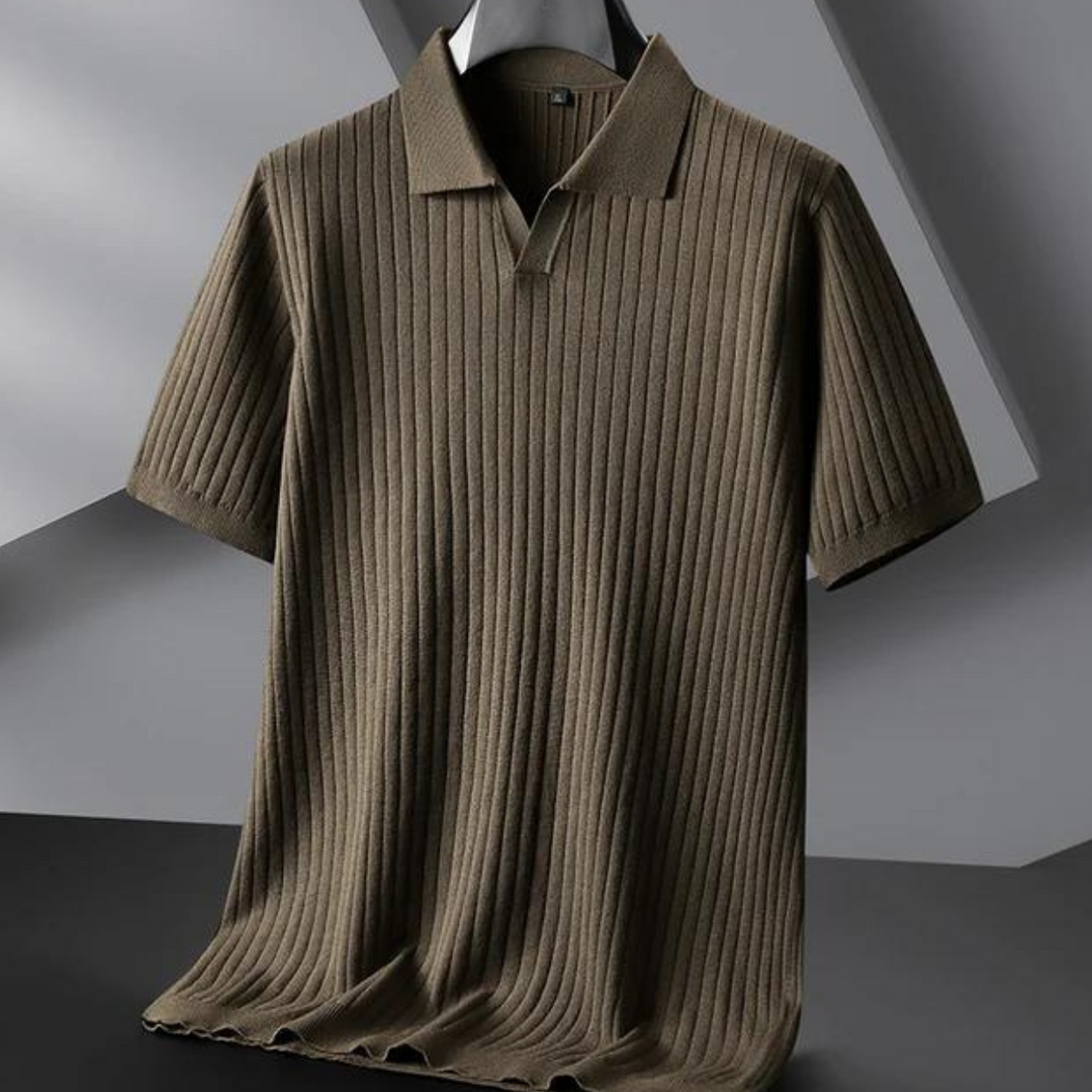 Men's Knitted Polo Shirt – Breathable Ribbed Summer Knit – view 3