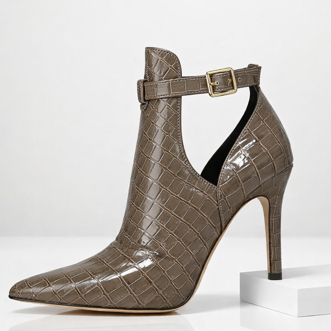 Women's Croc-Embossed Stiletto Ankle Boots – Pointed Toe – view 4